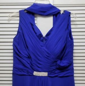 Jade by Jasmine Blue Mother of the Bride Dress Rhinestone Waist Size 16